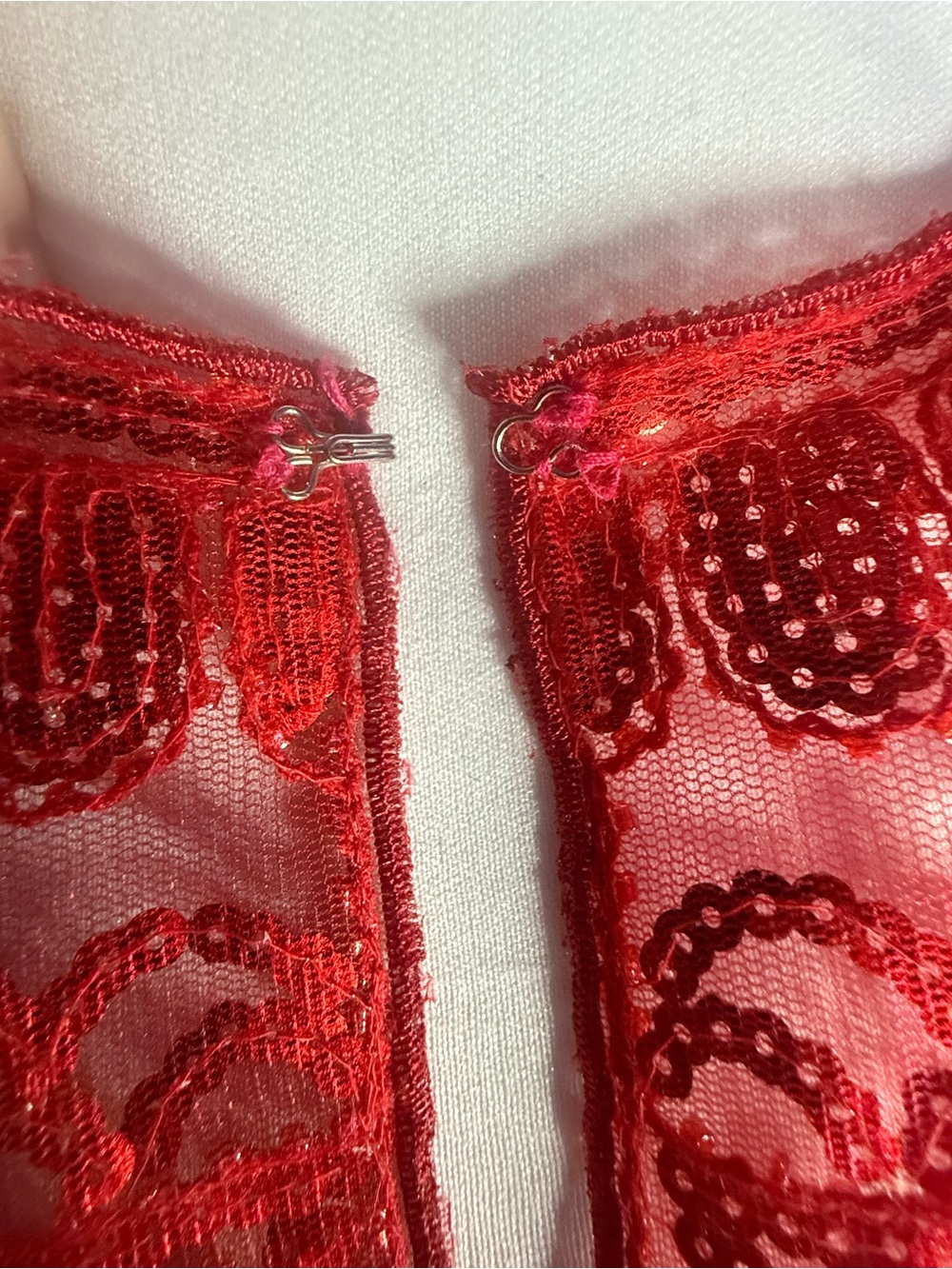 1920s Style Great Gatsby Flapper Red Beaded Sequin Mesh Capelet Shrug - Picture 7 of 7